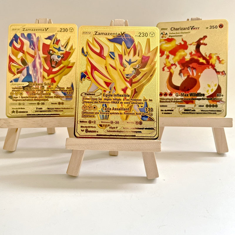 2022 Pokemon 27 Styles New Mewtwo GX MEGA Gold Metal Card Super Game Collection Anime Cards Toys for Children Christmas Gift