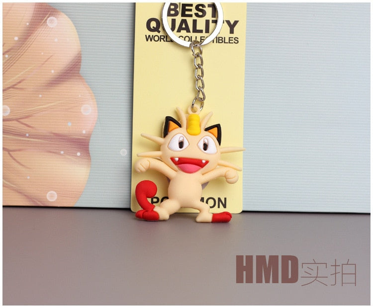 Pokemon Anime Marowak Abra Gengar Ponyta Porygon Alloy Silicone Keychain Accessories Pendant Bag Key Ring Pendant Birthday Gifts