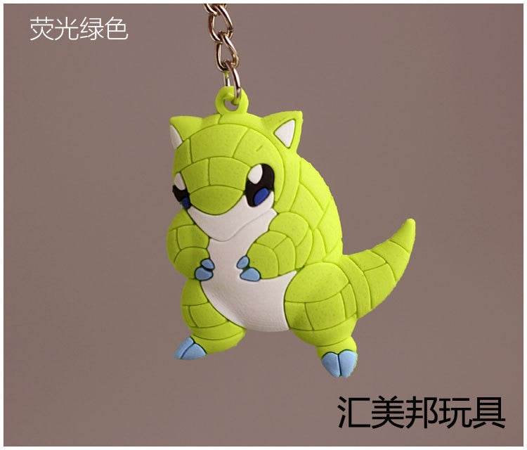 Pokemon Anime Marowak Abra Gengar Ponyta Porygon Alloy Silicone Keychain Accessories Pendant Bag Key Ring Pendant Birthday Gifts