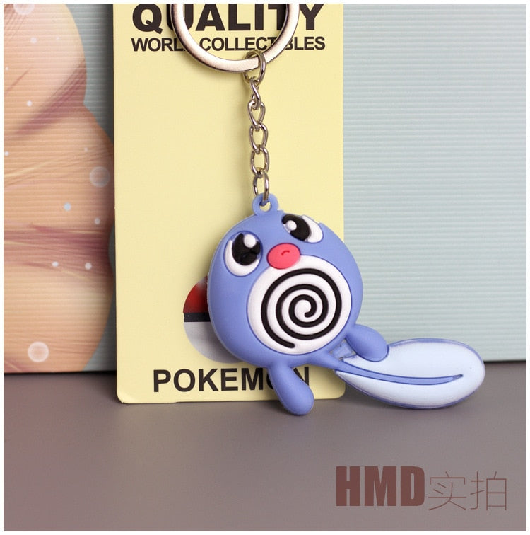 Pokemon Anime Marowak Abra Gengar Ponyta Porygon Alloy Silicone Keychain Accessories Pendant Bag Key Ring Pendant Birthday Gifts