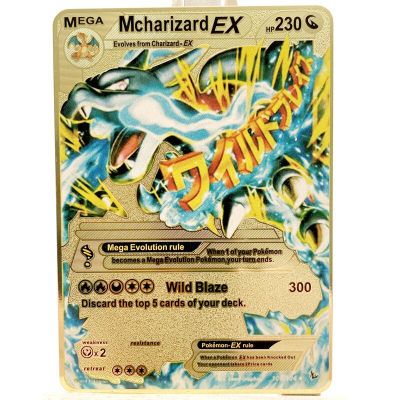 2022 Pokemon 27 Styles New Mewtwo GX MEGA Gold Metal Card Super Game Collection Anime Cards Toys for Children Christmas Gift