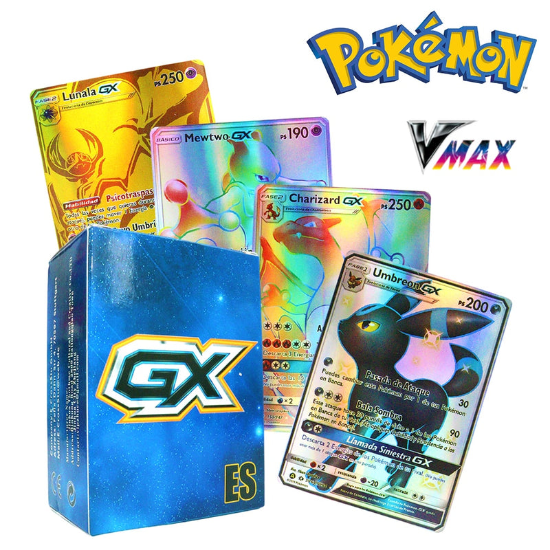 55-100pcs New Pokemon English French Spanish Cards Box Vmax GX Charizard Pikachu Hobbies Rare Collection Battle Cards Toys Gifts