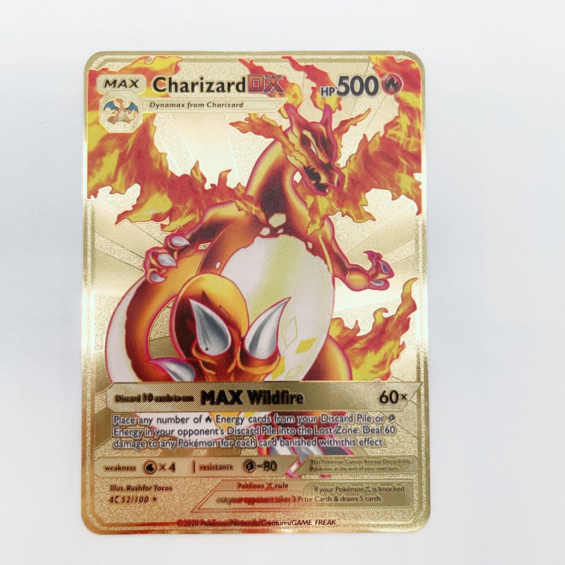 2022 Pokemon 27 Styles New Mewtwo GX MEGA Gold Metal Card Super Game Collection Anime Cards Toys for Children Christmas Gift