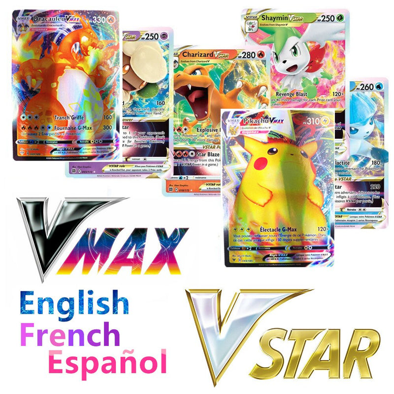 Pokemon Anime Card English Spanish French V GX MEGA TAG TEAM EX Game Battle Card Collection Charizard Pikachu Cards Toys Gift