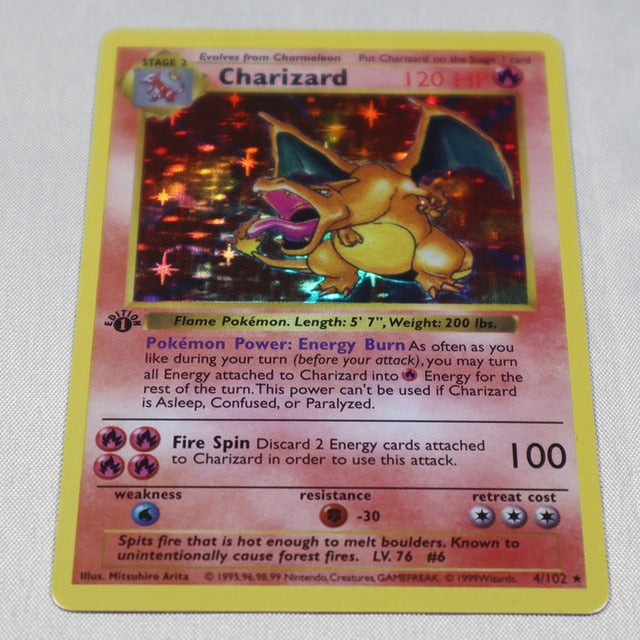 1996 1st Edition Pokemon Foil Flash Cards Charizard Blastoise Venusaur Alakazam Mewtwo Zapdos Game Collection PTCG Proxy Cards