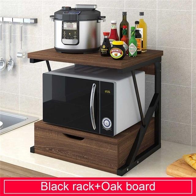 Kitchen Microwave Oven Rack With Drawer