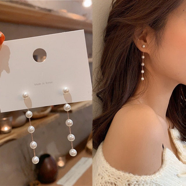 Pearl Long Earrings