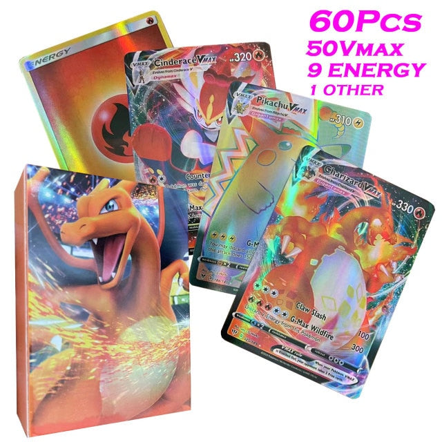 2022 New Pokemon Cards Holographic Board Game Vstar Vmax GX DIY Charizard Energy Trading Card Game English Version Kids Gift