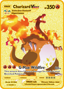 Pokemon Gold Tinfoil Card Case Gold Letter Spanish Playing Card Metalicas Charizard Vmax Gx Series Game Card Case