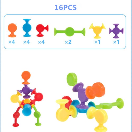 16-48pcs/set Pop Little Suckers Assembled Sucker Suction Cup Educational Building Block Toy Girl&Boy Kids Gifts Fun Game