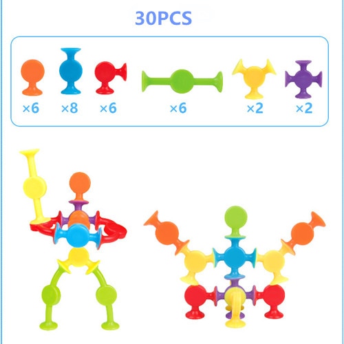 16-48pcs/set Pop Little Suckers Assembled Sucker Suction Cup Educational Building Block Toy Girl&Boy Kids Gifts Fun Game